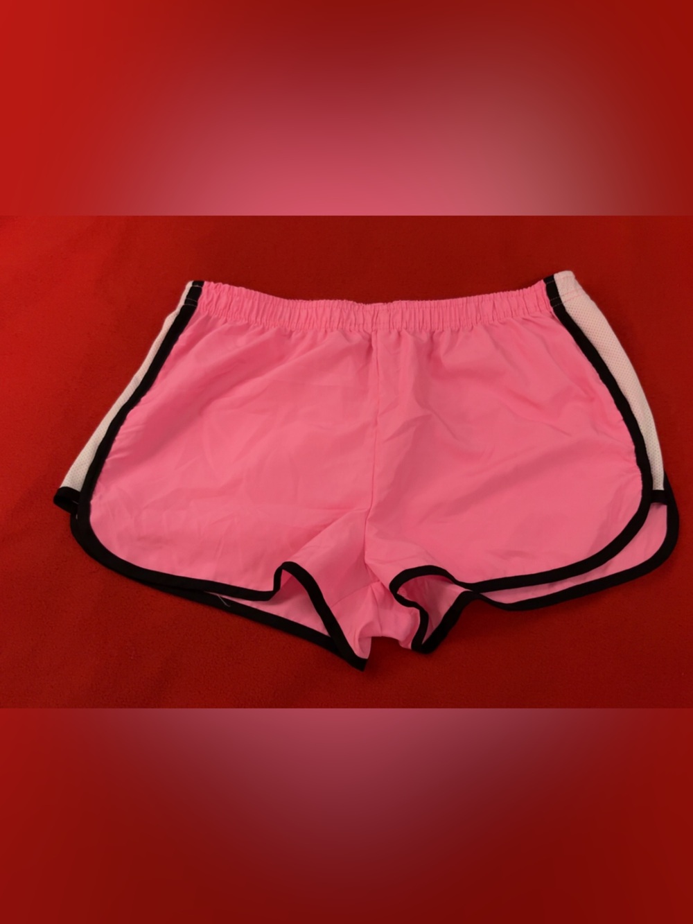 B sprt Pink Athletic Shorts with Black Trim